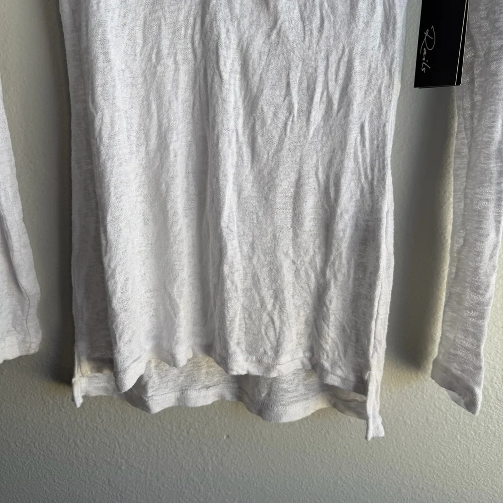 New Rails White Long Sleeve Henley Top V-Neck Made In USA Shirt Lightweight D - Picture 3 of 13